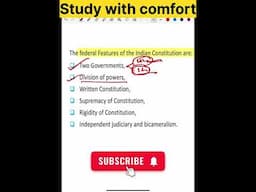 Federal features of the Indian Constitution #studywithcomfort