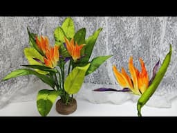 DIY ribbon flower tutorial/how to make Bird of Paradise flower (strelitzia)with satin ribbon