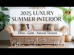 Summer 2025 Luxury Interior Trends: Olive Green, Warm Gold & Natural Texture for Elegant Living