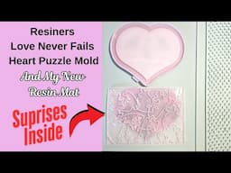 #209 Resiners Love Never Fails Heart Puzzle Resin Mold and a FAB Silicon Mat @Resinersofficial
