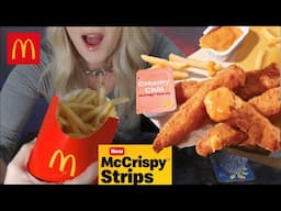 ASMR Trying New McDonald's McCrispy Strips & Creamy Chili Dip | Mukbang & Food Review