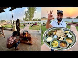 गाँव की चूल्हे पर बनी 20 आइटमो वालि सात्विक थाली | TATYA VILLAGE FARM JHANSI FOOD TOUR