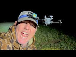 Hunting wild hogs using thermal drones. Big boar jumps out trap.