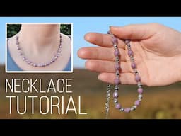 Easy Beginners Beaded Necklace with Czech Glass and chain | How to make a beaded necklace tutorial