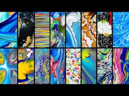 2 Hours of Satisfying Acrylic pour Painting - Using Various techniques