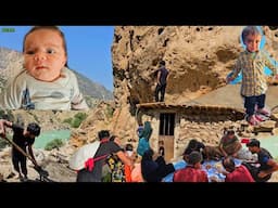🛖 Mahmoud Helps Kazem Cement a Mountain Hut Roof 🏞️ & Cook Rice and Meat Soup 🍲