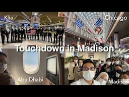KUL-AUH-ORD-MSN: TOUCHDOWN IN USA🇺🇸!! studying abroad during pandemic | Malaysian's VLOG ✈️🇲🇾