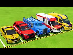 TRANSPORTING POLICE CARS, FIRE DEPARTMENT, AMBULANCE VEHICLES WITH MAN TRUCKS ! Farming Simulator 22