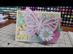 Crafters Companion Elements flower dies and Stamps of Life Butterfly fold-it, let's make a card!