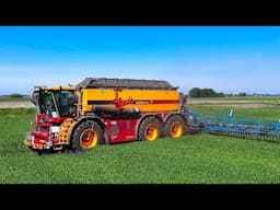 Worlds biggest slurry applicator Vredo with 51m boom Landb. Buijs Emmer-Compascuum. 4K.