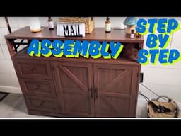 DIY Farmhouse Buffet Sideboard 3 Drawer Cabinet Step by Step Detailed "How-To" Assembly Tutorial