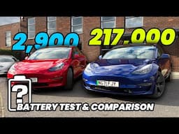 217,000 mile Tesla vs 2900 mile Tesla! what are the differences? Battery test & comparison