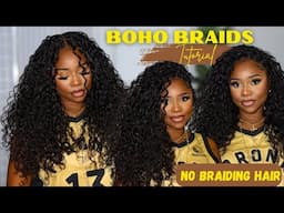 DIY BOHO BRAIDS WITH CURLY HUMAN HAIR | 🚫 NO BRAIDING HAIR | STEP BY STEP TUTORIAL | Wowafrican