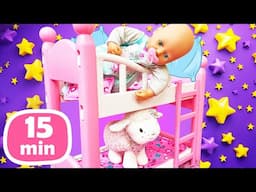 Baby Annabell doll and Baby Alive doll unbox and assemble new toy furniture for baby dolls.
