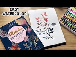 Watercolor Painting - Leaf Pattern with Metallic Shimmer