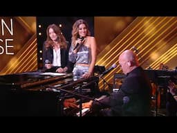 Obispo chante au piano avec Laury Thilleman et Carla Bruni