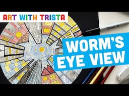 How to draw a radial city using a vanishing point and one point perspective - Art With Trista