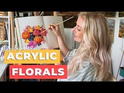 Easy Floral Acrylic Painting 🌸 Relaxing Sketchbook Tutorial (Beginner-Friendly)