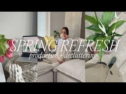 SPRING REFRESH 🌷🫧 living room updates, bathroom declutter, new plants!! PRODUCTIVE VLOG