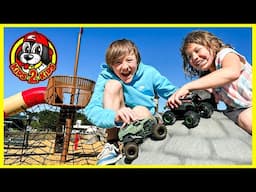 MONSTER TRUCKS PLAY AT THE PARK 🛝 Caleb & Isabel's FLOOR IS LAVA Adventure (Monterey Bay Aquarium)