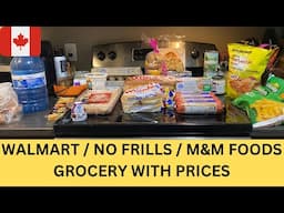 WALMART / NO FRILLS / M&M FOODS GROCERY WITH PRICES.