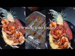 HOW TO MAKE FRIED RICE | HOW TO MAKE PINEAPPLE BOWL 🍍, fried salmon
