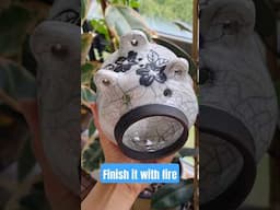 How to make a ceramic Japanese incense burner with raku #pottery #shorts