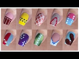 10 Easy nail art designs for beginners || Nail art with household items 2025