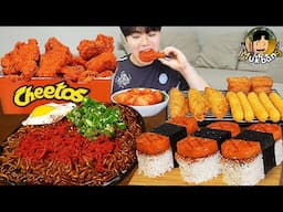 ASMR MUKBANG 직접 만든 치토스 양념 치킨먹방! 치즈스틱 짜파게티 레시피 FRIED CHICKEN AND BLACK BEAN NOODLES EATING SOUND!