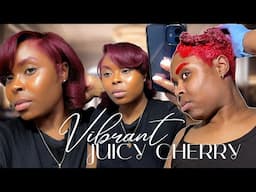 🍒 How to: Dye your Natural hair BURGUNDY | L’Oréal HiColor | Strawberry Leopard Foxy (AT HOME)