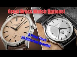 Great Dress Watch Options (Across 5 Price Tiers with 25 Different Brands Shown)