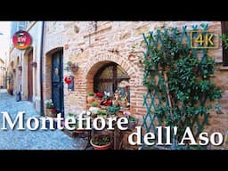 Montefiore dell'Aso (Marche), Italy【Walking Tour】History in Subtitles - 4K