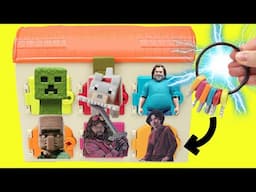 Minecraft Movie Surprise Doors with Keys + DIY Crafts for Kids with Steve, Denis, Mob Dolls