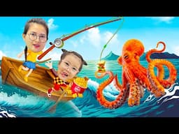 Changcady ra biển câu cá, bắt bạch tuộc nấu cùng mì tôm lẩu tự sôi ngon tuyệt