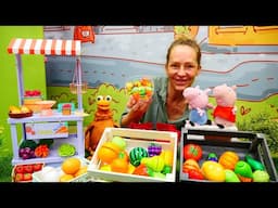 Nicole geht mit Peppa und Schorsch auf den Markt - PlayDoh Knetspaß - Kochen und Backen mit Knete
