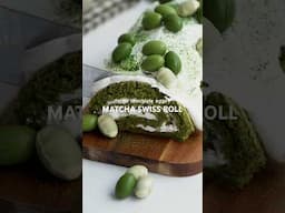 Easter Mini Chocolate Eggs Matcha Swiss Roll #matcharecipes #matchacake #easter