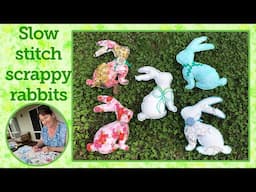 Slow stitch rabbits | Easter bunny scrap fabric ideas create and craft #slowstitching #eastercrafts