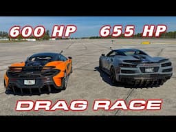 Chevrolet Corvette E-Ray vs McLaren 600LT 1/4 Mile DRAG RACE