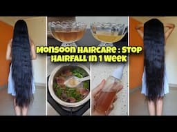 MONSOON HAIRCARE : STOP HAIRFALL IN JUST 1 WEEK || BEST HOME REMEDY FOR MONSOON ✨️