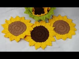 GIRASOL POSAVASOS EN CROCHET  PASO A PASO