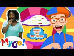 Colorful Ice Cream Song! 🍨 | Blippi MyGo! | ASL Videos | Learn Sign Language