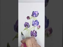 Fun, Watercolor Beginner-Friendly Wildflower Bouquet You Can Paint in Minutes   #shorts
