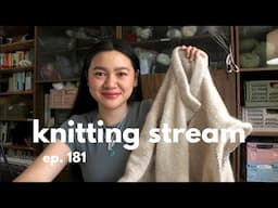 let's get back to finishing the last arm of my knot cardigan // knitting stream #181