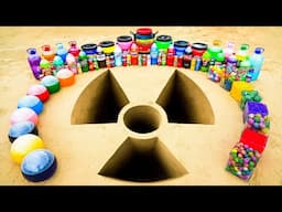 Big Toothpaste Eruption from Radiation hole, Giant Coca Cola, Fanta, Balloons Soda vs Mentos