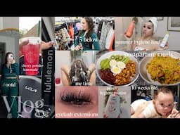 Postpartum Vlog: I got my lashes done +summer hygiene haul +cheap meal ideas +peach routine +etc.