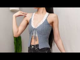 How to Crochet a Cute Front Tie Tank Top | Pattern & Tutorial DIY