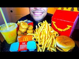 ASMR MCDONALD’S KIDS HAPPY MEAL REVEAL EATING SOUNDS TOYS FRIES CHEESEBURGER CHICKEN NUGGETS
