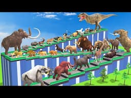 EPIC T-REX DEATHRUN - The Ultimate Battle 44 Wild Animals vs T-Rex Animal Revolt Battle Simulator