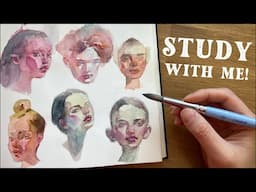 Watercolour Portrait Studies from Reference!🔴 Study with me!