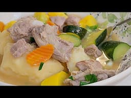 Pork Rib Soup w Zuchini, Squash and Potatoes